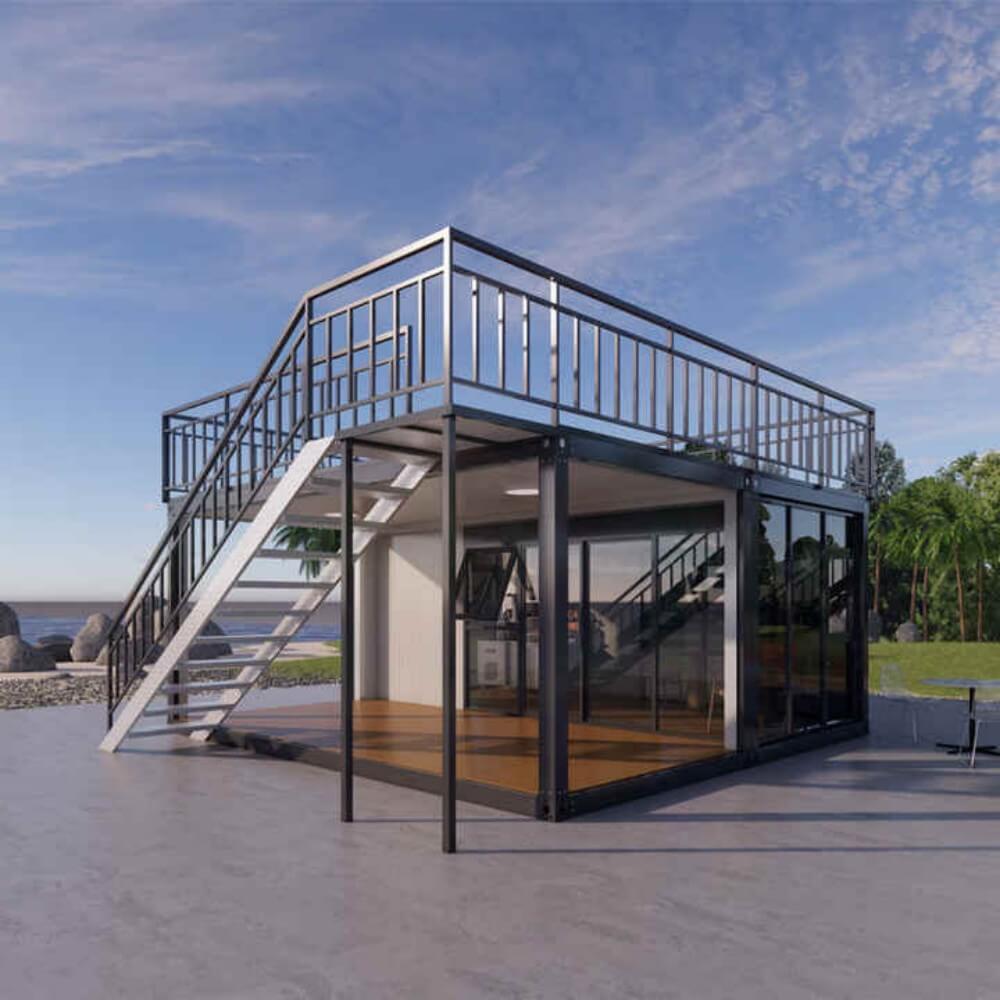 Casa contêiner flat-pack inteligente de 40 pés para escritório de obra ou moradia, vila pré-fabricada de luxo - Imagem 2