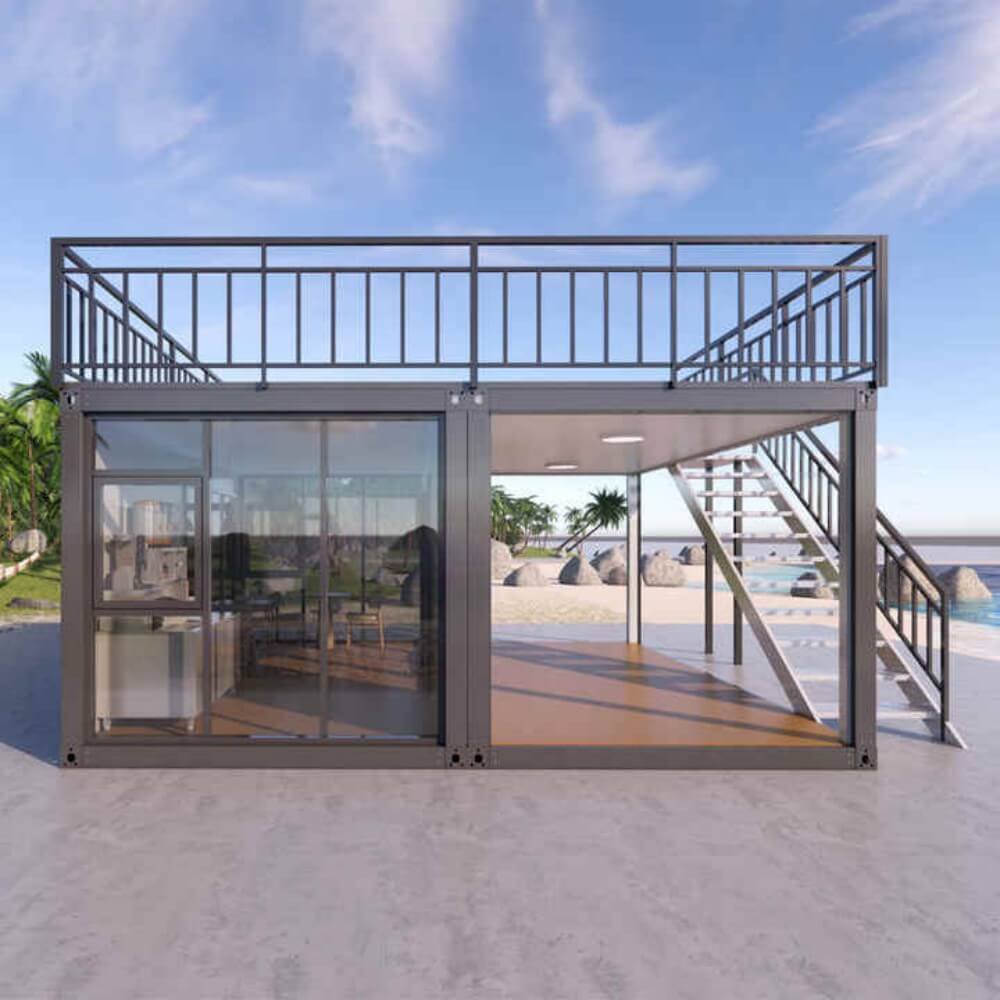 Casa contêiner flat-pack inteligente de 40 pés para escritório de obra ou moradia, vila pré-fabricada de luxo - Imagem 3