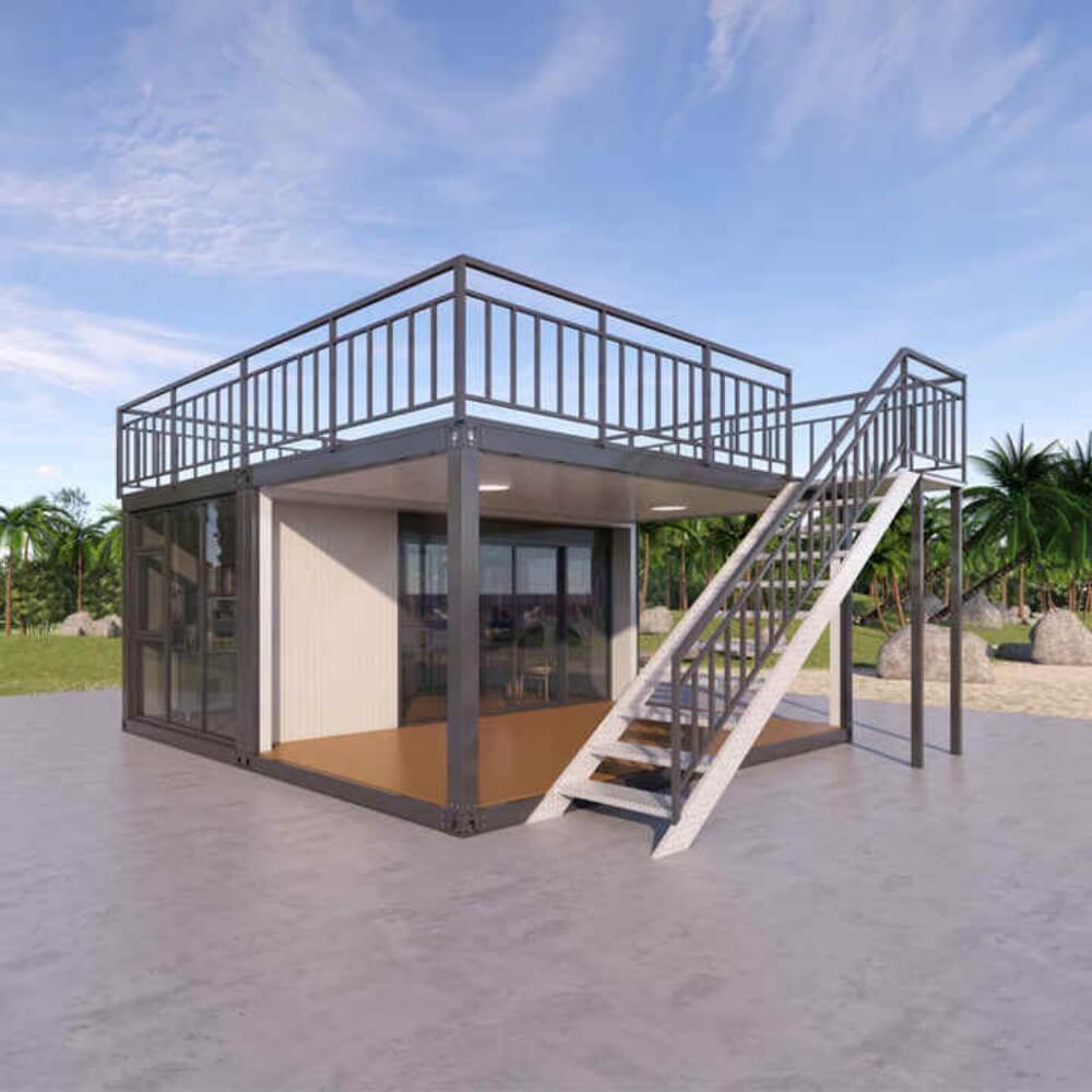 Casa contêiner flat-pack inteligente de 40 pés para escritório de obra ou moradia, vila pré-fabricada de luxo