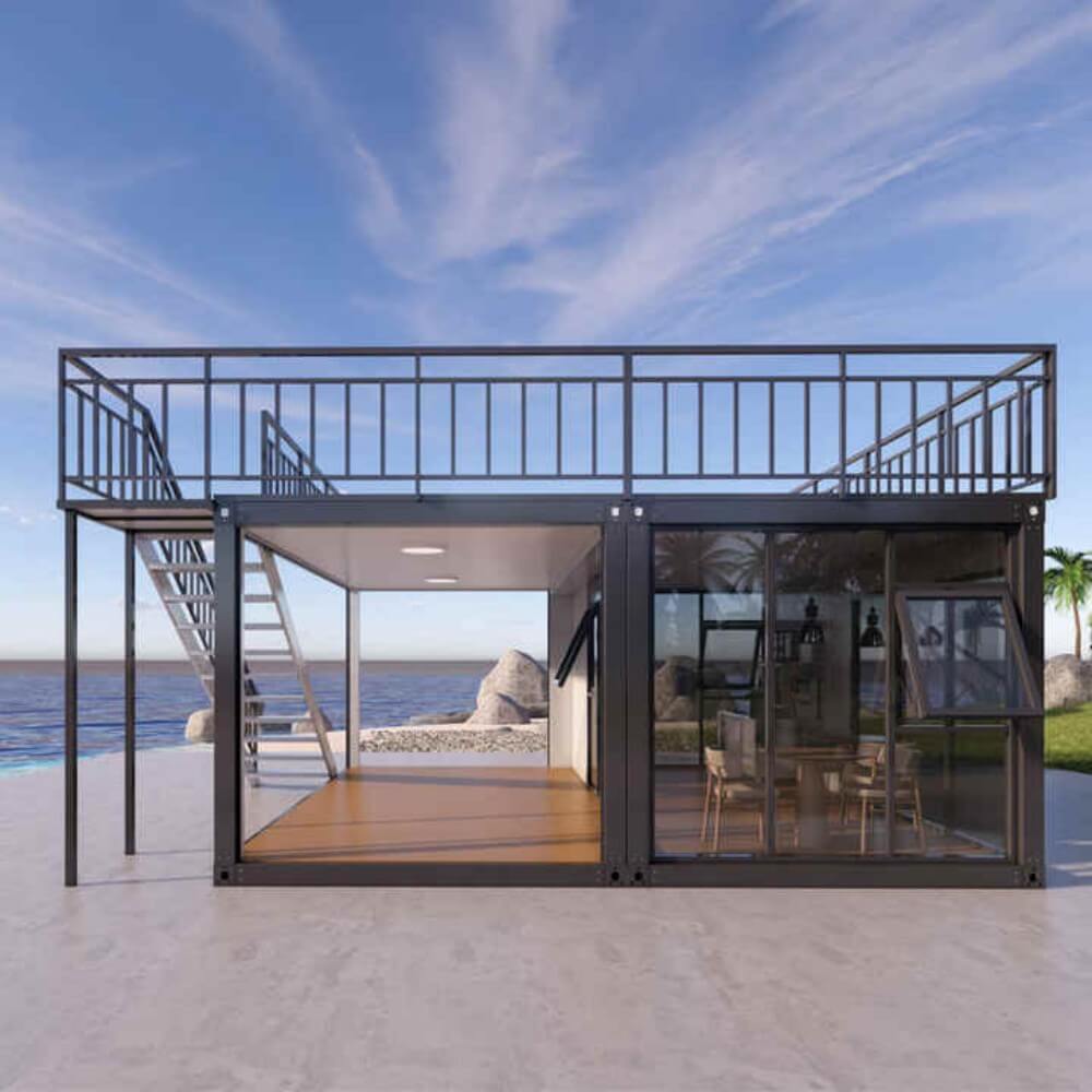 Casa contêiner flat-pack inteligente de 40 pés para escritório de obra ou moradia, vila pré-fabricada de luxo - Imagem 4
